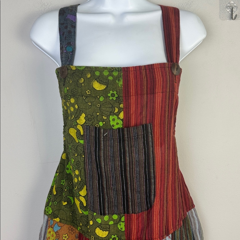 NEW Kathmandu Imports Patchwork Jumpsuit Romper Multicolor Cotton Nepal Made OS - Picture 3 of 16